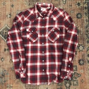 Levi’s Tailored Fit Plaid Pearl Snap Shirt